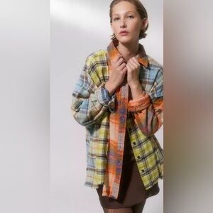 BDG Robbie Spliced Flannel Button-Down Shirt size Xs
